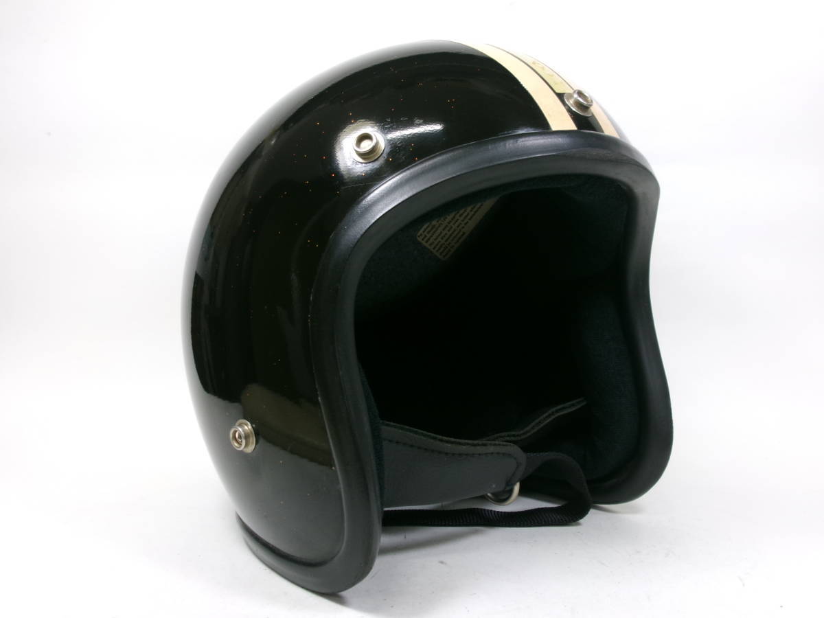 レア！60s FURY 400 ジェットヘルメット 黒ｘオレンジラメ 目深加工済み L★ 60年代 BELL 500TX R-T BUCO GRANT GP-2 LSI-4150 KAWASAKI Z1の画像6
