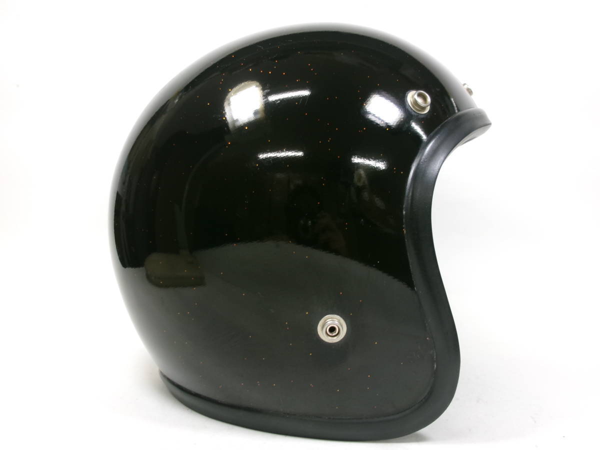 レア！60s FURY 400 ジェットヘルメット 黒ｘオレンジラメ 目深加工済み L★ 60年代 BELL 500TX R-T BUCO GRANT GP-2 LSI-4150 KAWASAKI Z1の画像5