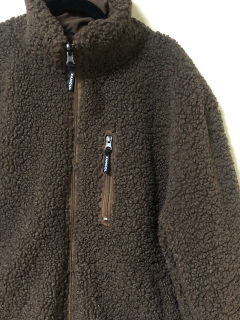 KANGOL Kangol двусторонний боа нейлон блузон жакет джемпер Zip выше Logo вышивка 
