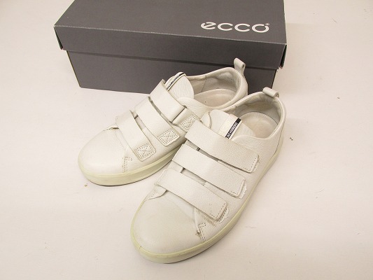 i3406：ECCO（エコー）SOFT 8 VELCRO レディース スニーカー 35/22.0㎝ ベルクロ シューズ 靴/ホワイト白_画像1