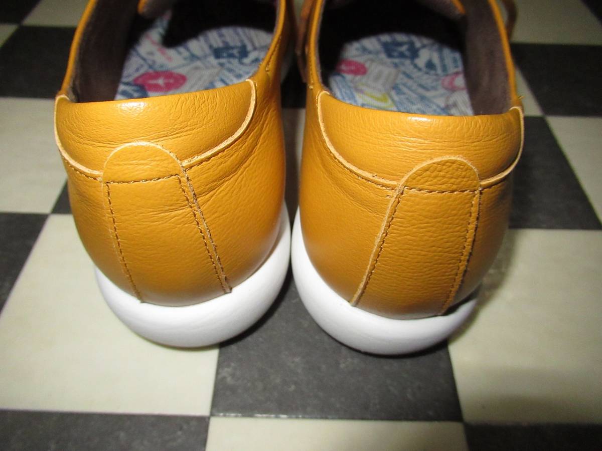 * Asics pedala/asicsPedala* beautiful goods original leather walking shoes 23cm(EE) Camel light weight cushion round tu