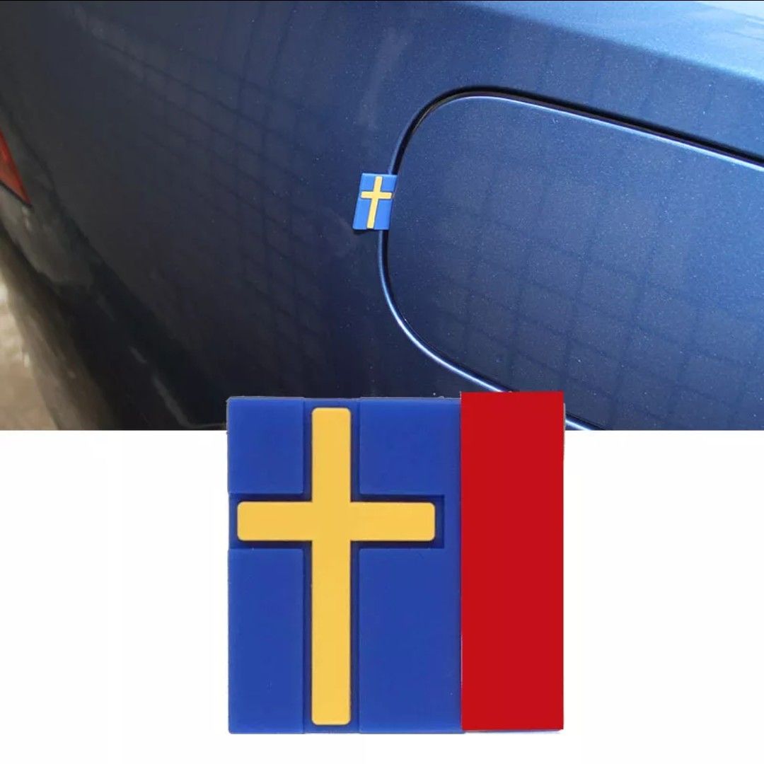 スウェーデン国旗 タグ　エンブレム【2個】 車　ラバーエンブレム　ゴム　北欧　3D　フラッグ