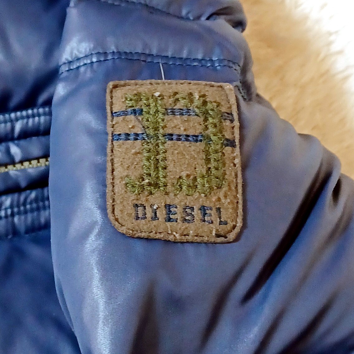 DIESEL ディーゼル ダウンジャケット ネイビー 紺色 フード収納 メンズ M 肉厚 ライダースジャケット ジャンパー ブルゾン_画像7