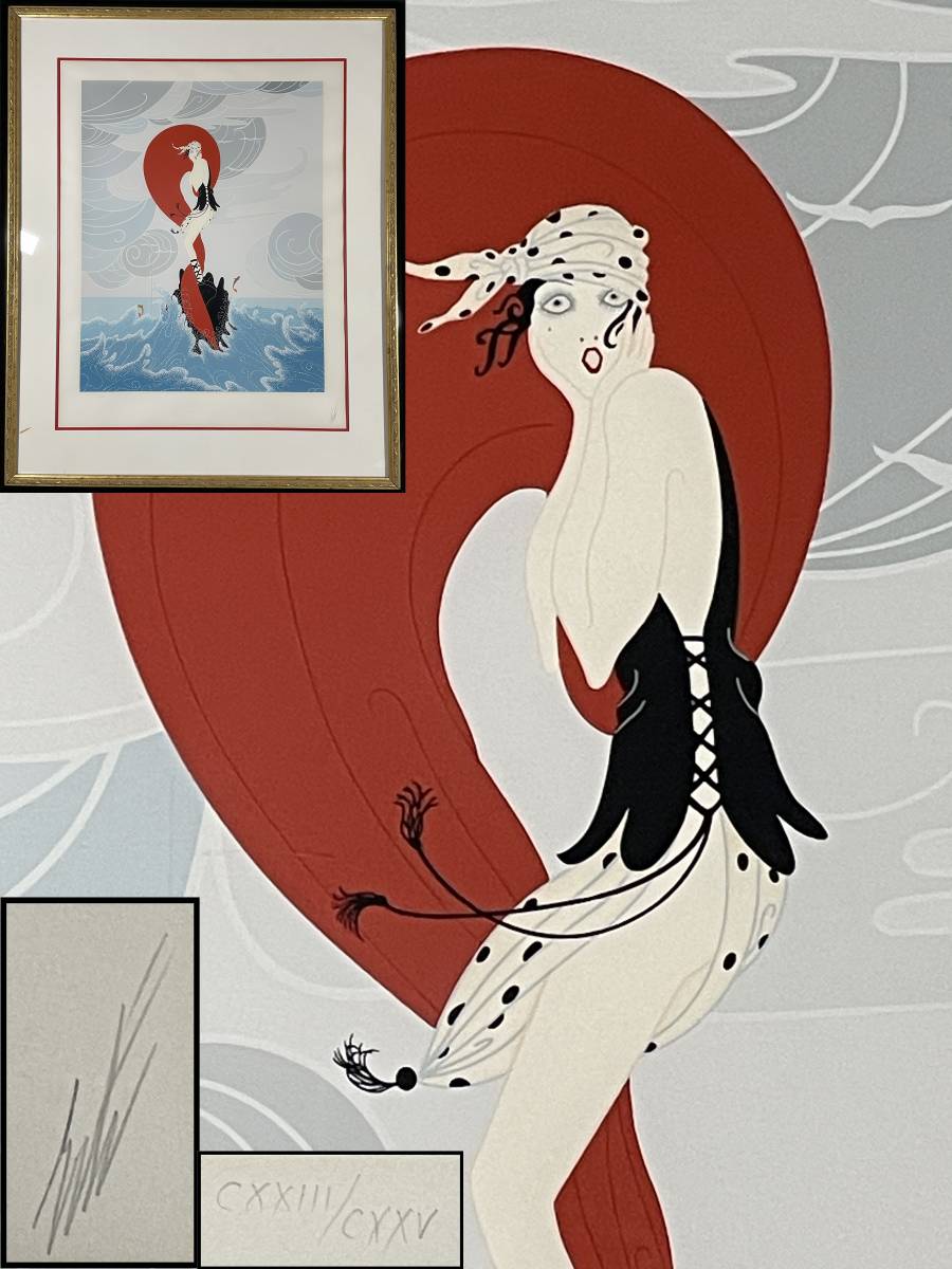 真作 人気作家 エルテ ERTE 大型シルクスクリーン 直筆サイン エディション有 額装 送料一律_画像1