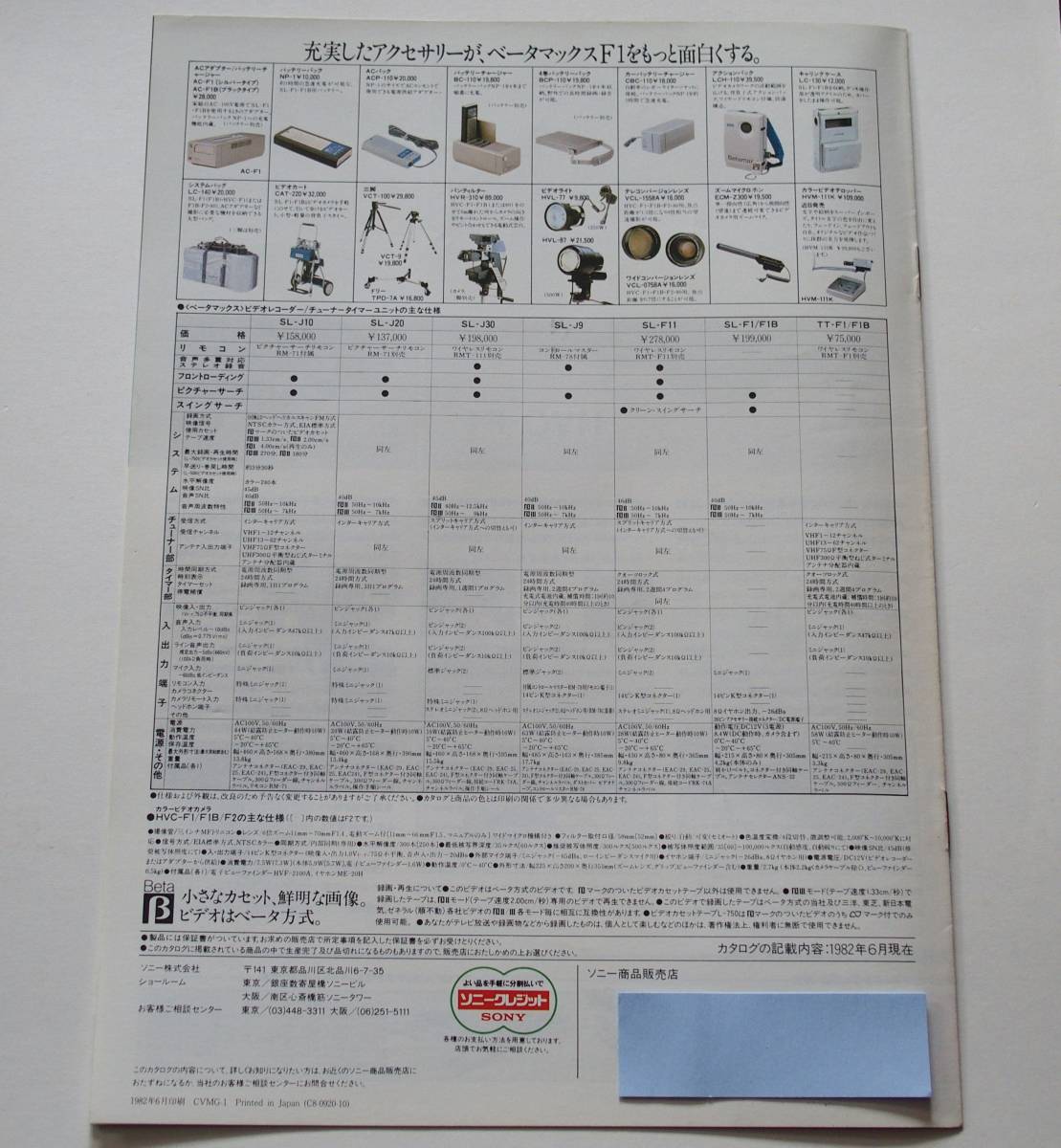 【カタログ】「SONY ベータマックス 総合カタログ」1982年(昭和57年)6月　SL-J10/SL-J20/SL-J30/SL-J9/SL-F11/SL-F1/TT-F1 他掲載_画像5