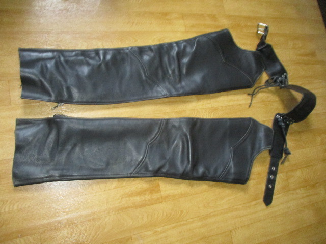  Kadoya racing meat thickness real leather leather chaps * pants size unknown (20~21 degree ) used 