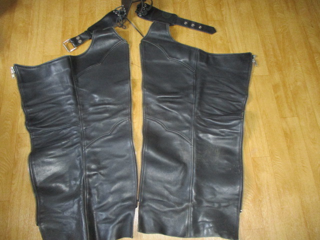  Kadoya racing meat thickness real leather leather chaps * pants size unknown (20~21 degree ) used 