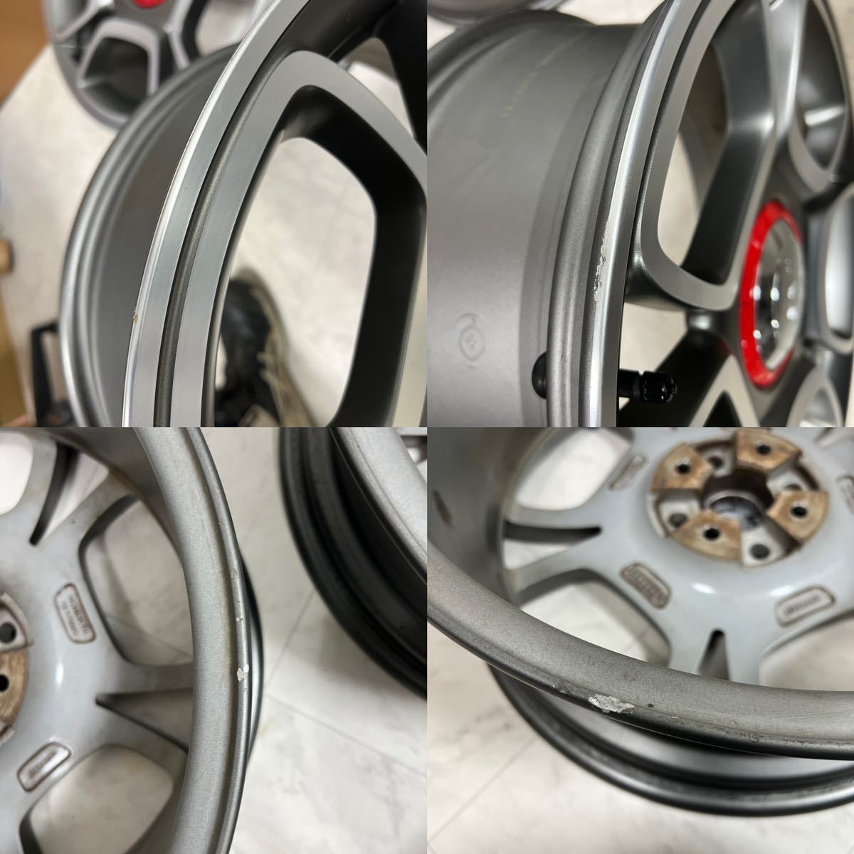 E886★ABARTH アバルト純正 595 コンペティツィオーネ 17インチ 7J +38 4H 4穴 PCD98 ハブ径約58mm ホイール 4本 フィアット500の画像8