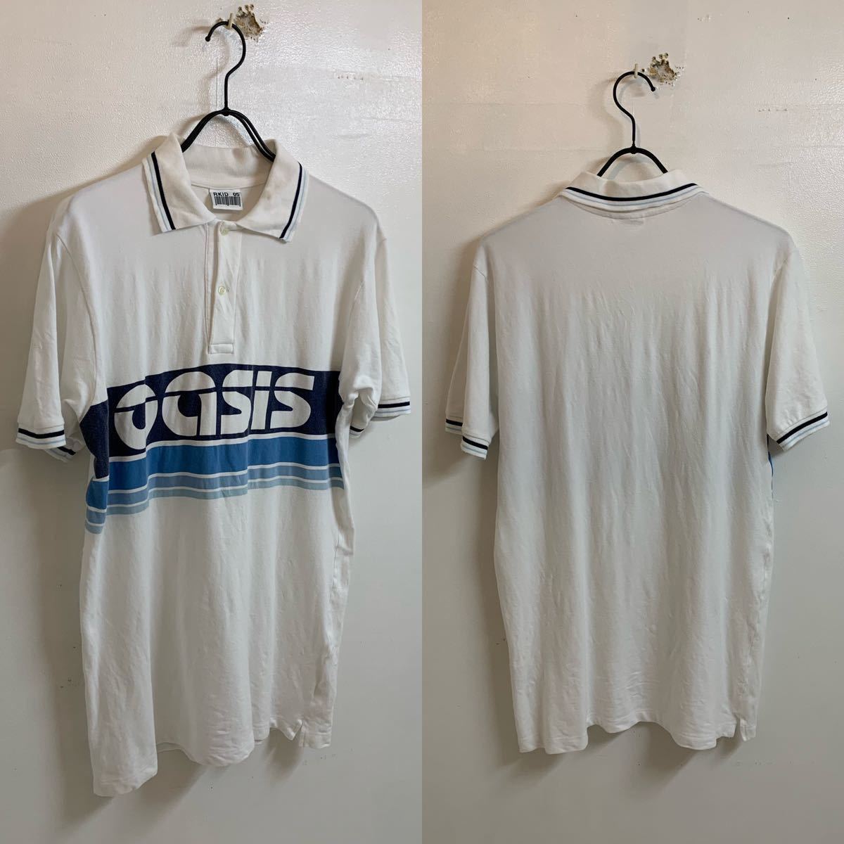 VINTAGE ヴィンテージ OASIS オアシス UKバンド バンドロゴ ポロシャツ トップス MADE IN TURKEY トルコ製 RKID 05 ホワイト L アーカイブの画像2