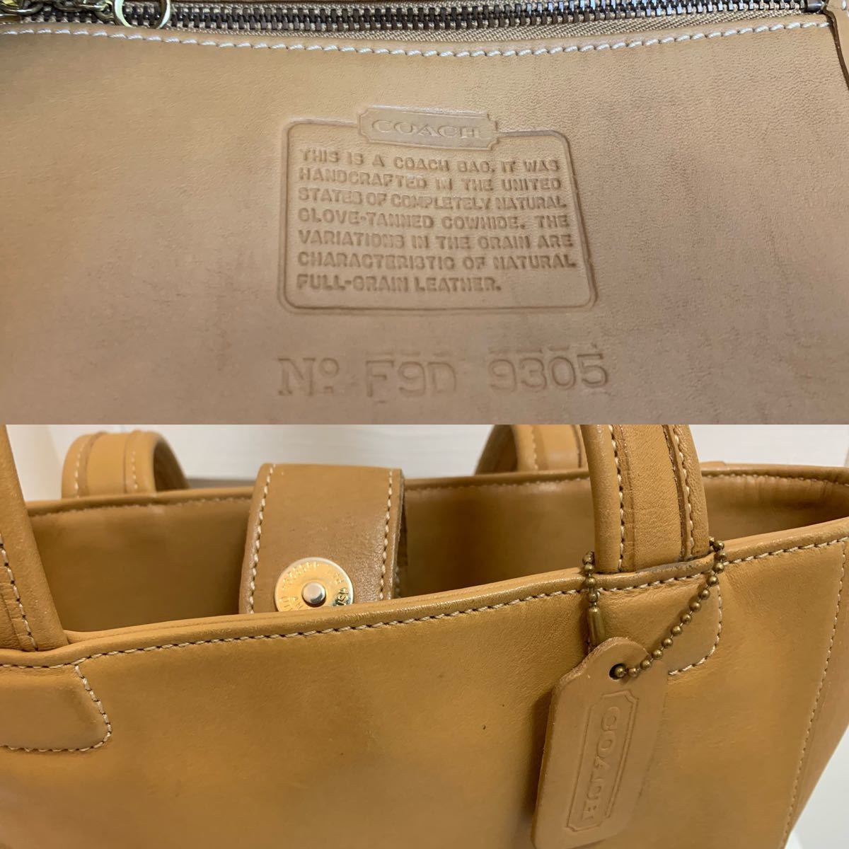 OLD COACH オールドコーチ COACH VINTAGE コーチ ヴィンテージ MADE IN USA 9305 トートバッグ ショルダーバッグ ベージュ系 アーカイブ_画像5