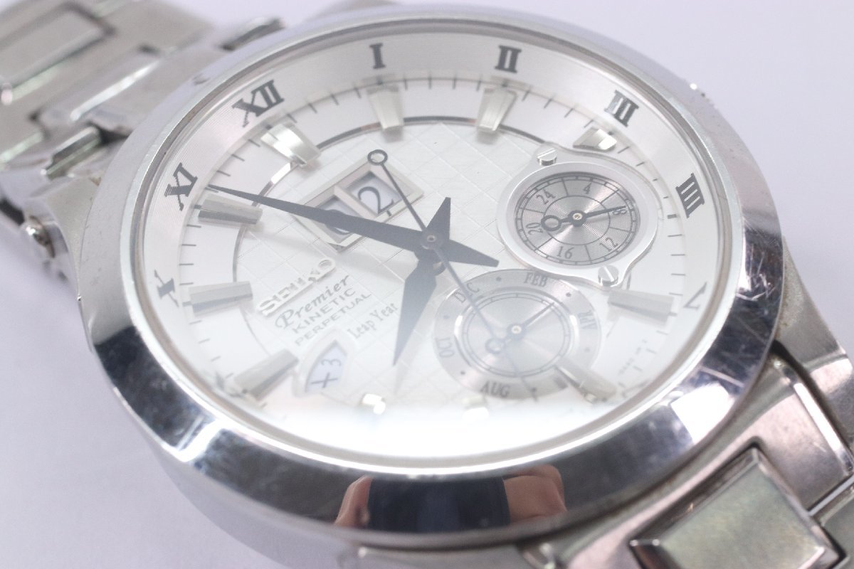 【ジャンク品】SEIKO セイコー プルミエ キネティック 7D48-0AA0 パーペチュアル オートクォーツ メンズ 腕時計 1632-N_画像4