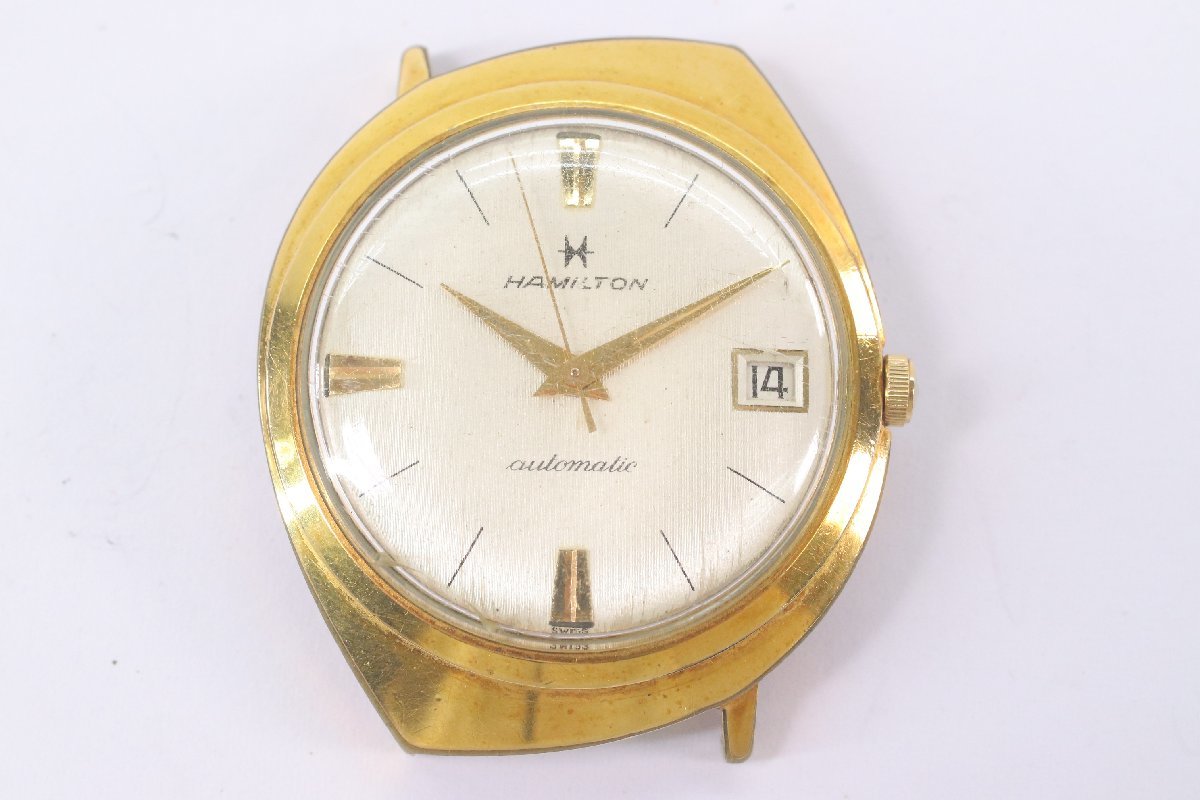 HAMILTON ハミルトン 64010-4 自動巻き デイト 腕時計 フェイスのみ アンティーク ゴールドカラー 1473-N_画像1