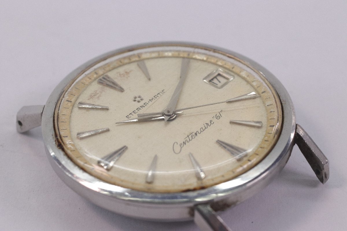 ETERNA-MATIC エテルナマチック Centenaire 61 自動巻き デイト メンズ 腕時計 フェイスのみ アンティーク 1905-N_画像7