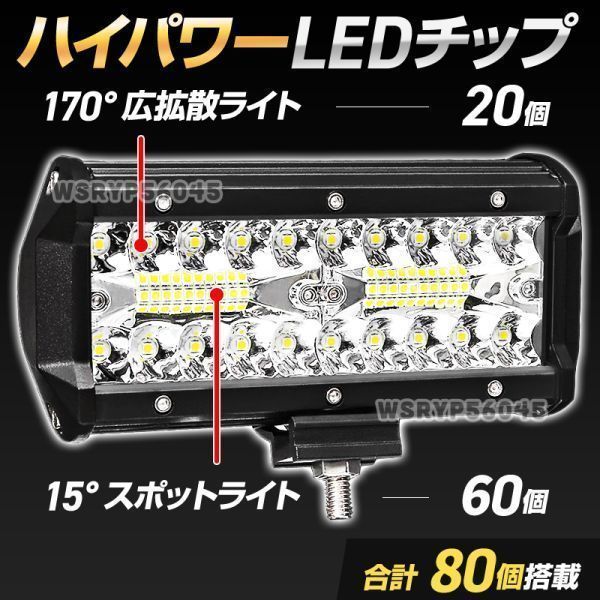 ワークライト LED 作業灯 12V 24V トラック 車 投光器 前照灯 投光器 船舶 灯 デッキ ライト 120W 240W 防水 防塵 ホワイト 白 2個 F365WH_画像3