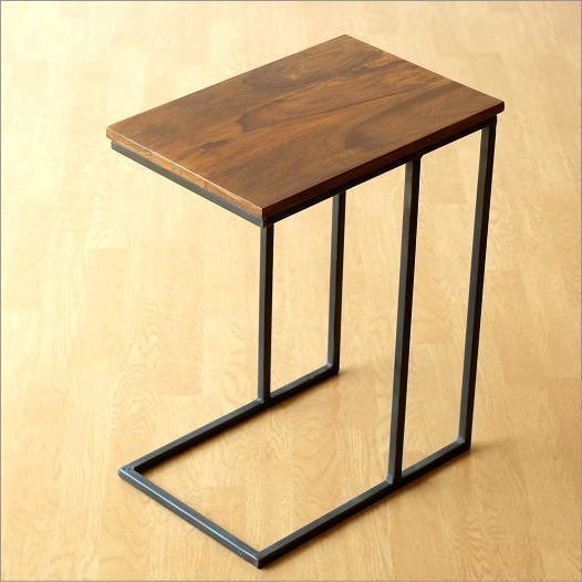 サイドテーブル 木製 アイアン コの字型 ソファーサイドテーブル シーシャムとアイアンのサイドテーブル 送料無料(一部地域除く) kan1219