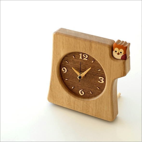 置き時計 置時計 おしゃれ 木製 日本製 手作り 天然木 無垢材 ふくろう 木の掛け置き時計 フクロウ 送料無料(一部地域除く) hkp8691_画像2