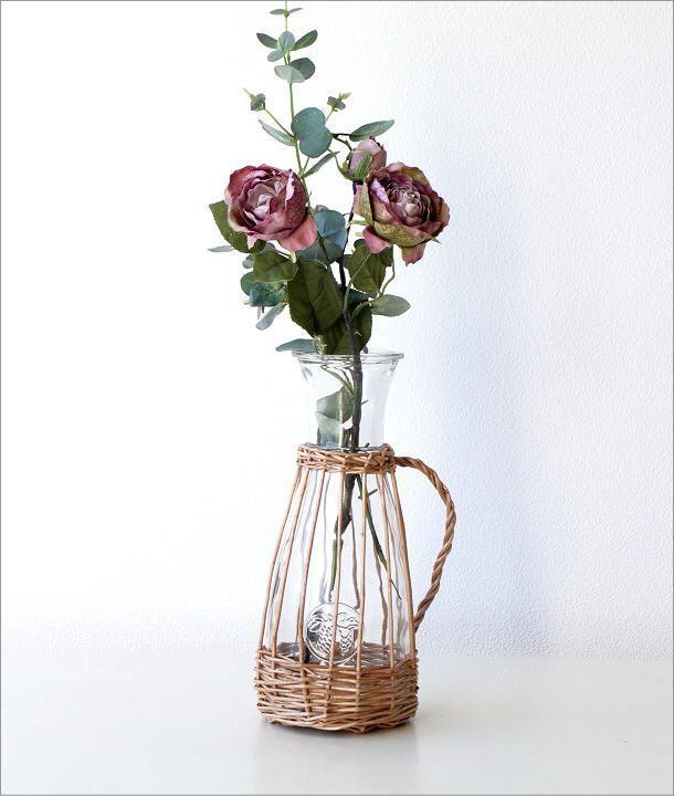 フラワーベース ガラス 花瓶 花びん おしゃれ 柳 蔓 自然素材 ウィローとガラスのベース スリム 送料無料(一部地域除く) mty4456_画像6