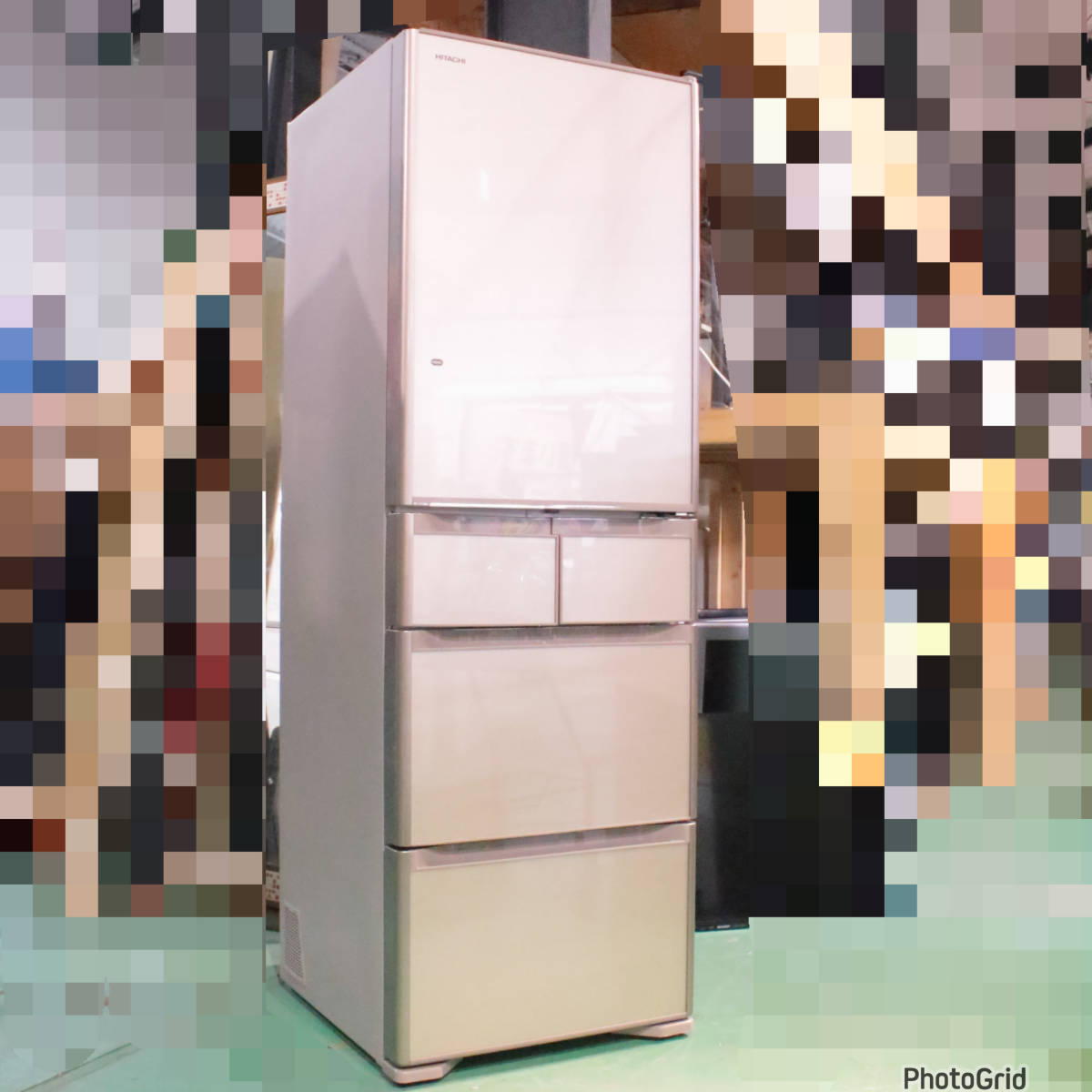 あ//A6633 　HITACHI 日立　5ドア冷蔵庫　2011年製　R-S4200F(XN)型　415L　動作品_画像1