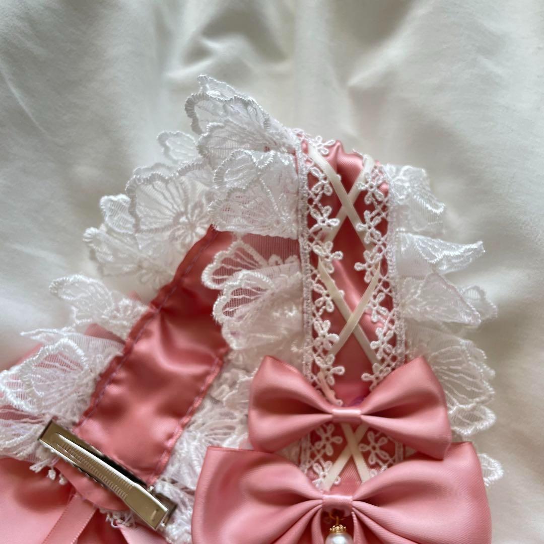 【ピンク】ヘッドドレス ロリータ ヘッドアクセ ゴスロリ メイドの画像3