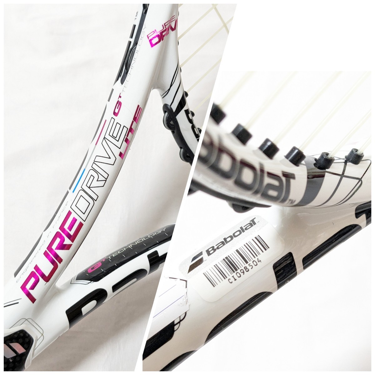 Babolat 硬式テニスラケット PURE DRIVE LITE G2 ピンク バボラ ピュアドライブライト 限定色 グリップサイズ2_画像5