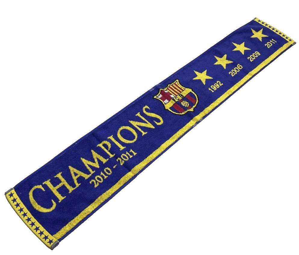 訳未使用 FCB FCバルセロナ 2010-2011 CHAMPIONS タオル マフラー ブルー系/イエロー系