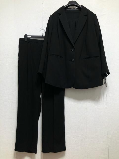 新品5L喪服礼服ストレートパンツスーツ3点セット黒フォーマル2.6万円相当☆z738_画像2