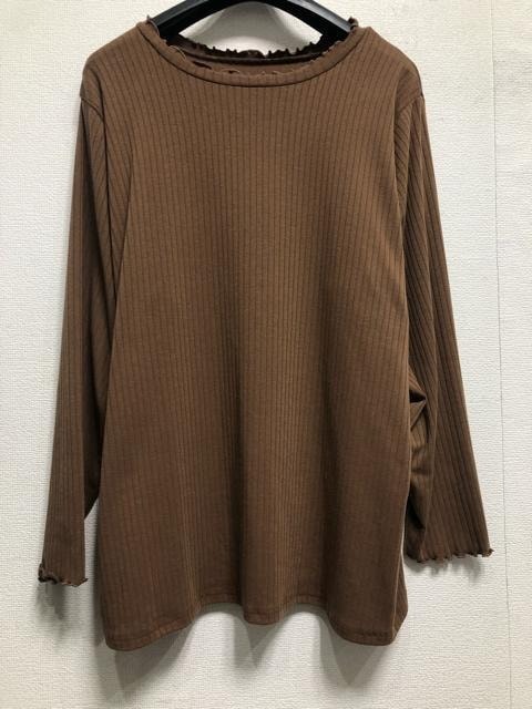 新品☆6L♪ベージュ系もちもちジャンスカ＆茶系カットソー♪☆b127