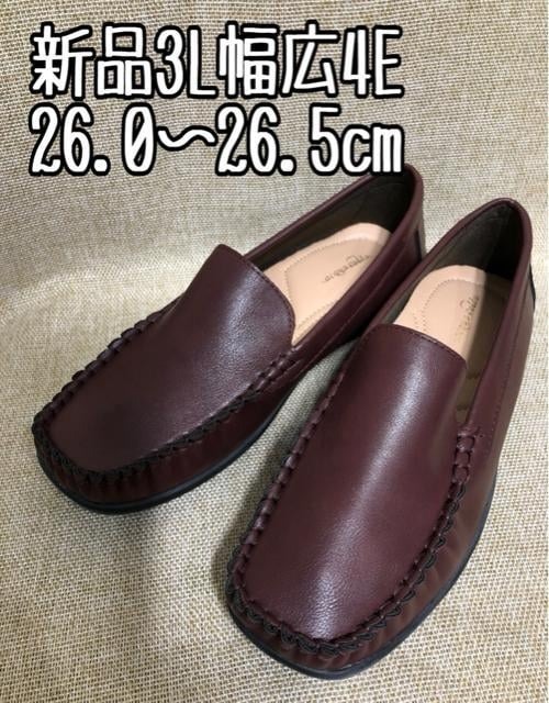 新品☆3L26.0～26.5cm幅広4E♪レッド系♪ドライビングシューズ☆z917_画像1