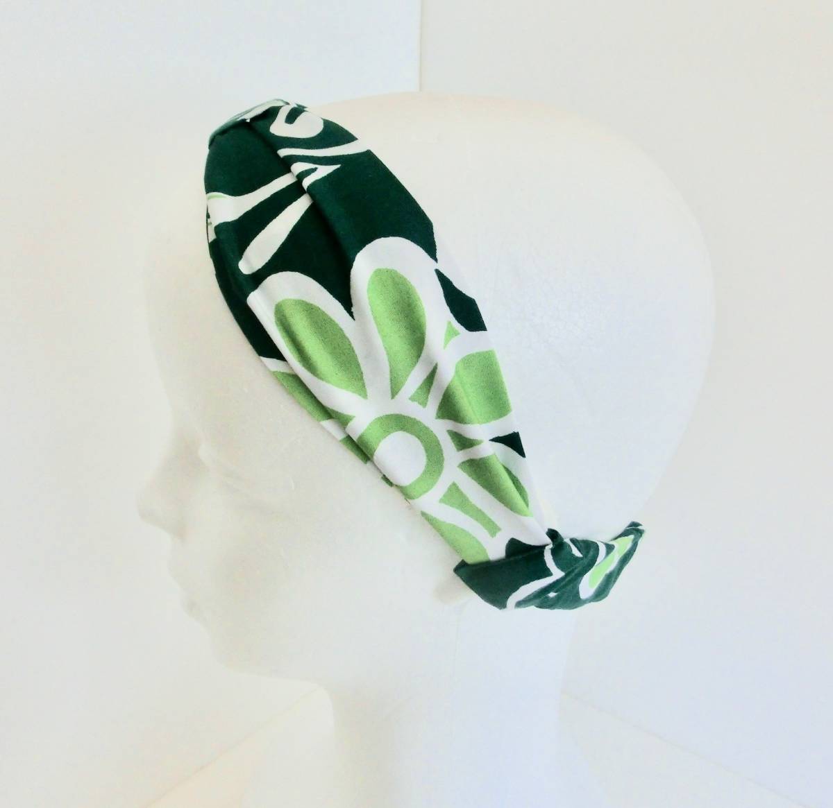 * child hair band * ribbon hair band hand made ta- van green green flower botanikaru Hawaiian Italy made cloth 