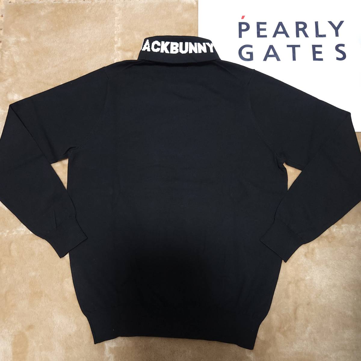 正規品　新品　PEARLY GATES　パーリーゲイツ　ジャックバニー　メンズ　タートルネックセーター　お洒落なロゴデザイン　ブラック　size4_画像6