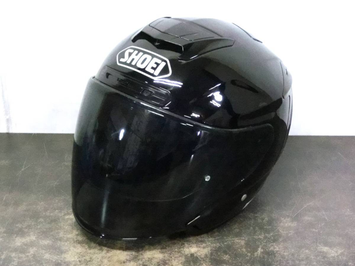 ☆SHOEI ショウエイ J-FORCE4 ジェットヘルメット Lサイズ ブラック 黒 シールド2個付き 現状品 ◆_画像3