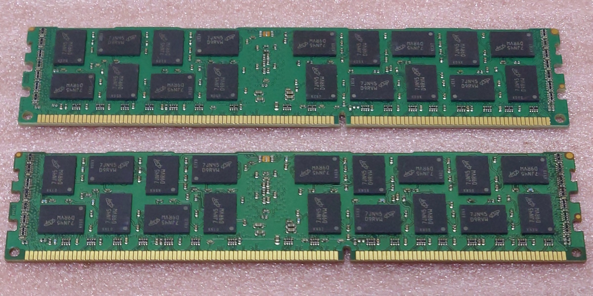■Micron MT36KSF2G72PZ-1G6N1KF 2枚セット - PC3L-12800R/DDR3L-1600 ECC REG/Registered 240Pin DDR3 RDIMM 32GB(16GB x2) 動作品の画像2