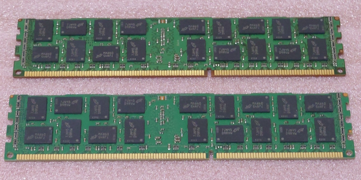 ＃Micron MT36KSF2G72PZ-1G6N1KF 2枚セット - PC3L-12800R/DDR3L-1600 ECC REG/Registered 240Pin DDR3 RDIMM 32GB(16GB x2) 動作品の画像2