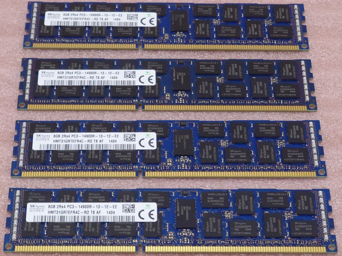 ＞SK hynix HMT31GR7EFR4C-RD 4枚セット - PC3-14900R/DDR3-1866 ECC REG/Registered 240Pin DDR3 RDIMM 32GB(8GB x4) 動作品_画像1