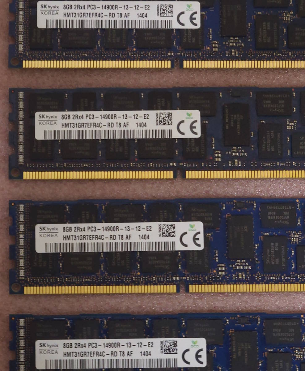 ＞SK hynix HMT31GR7EFR4C-RD 4枚セット - PC3-14900R/DDR3-1866 ECC REG/Registered 240Pin DDR3 RDIMM 32GB(8GB x4) 動作品_画像3