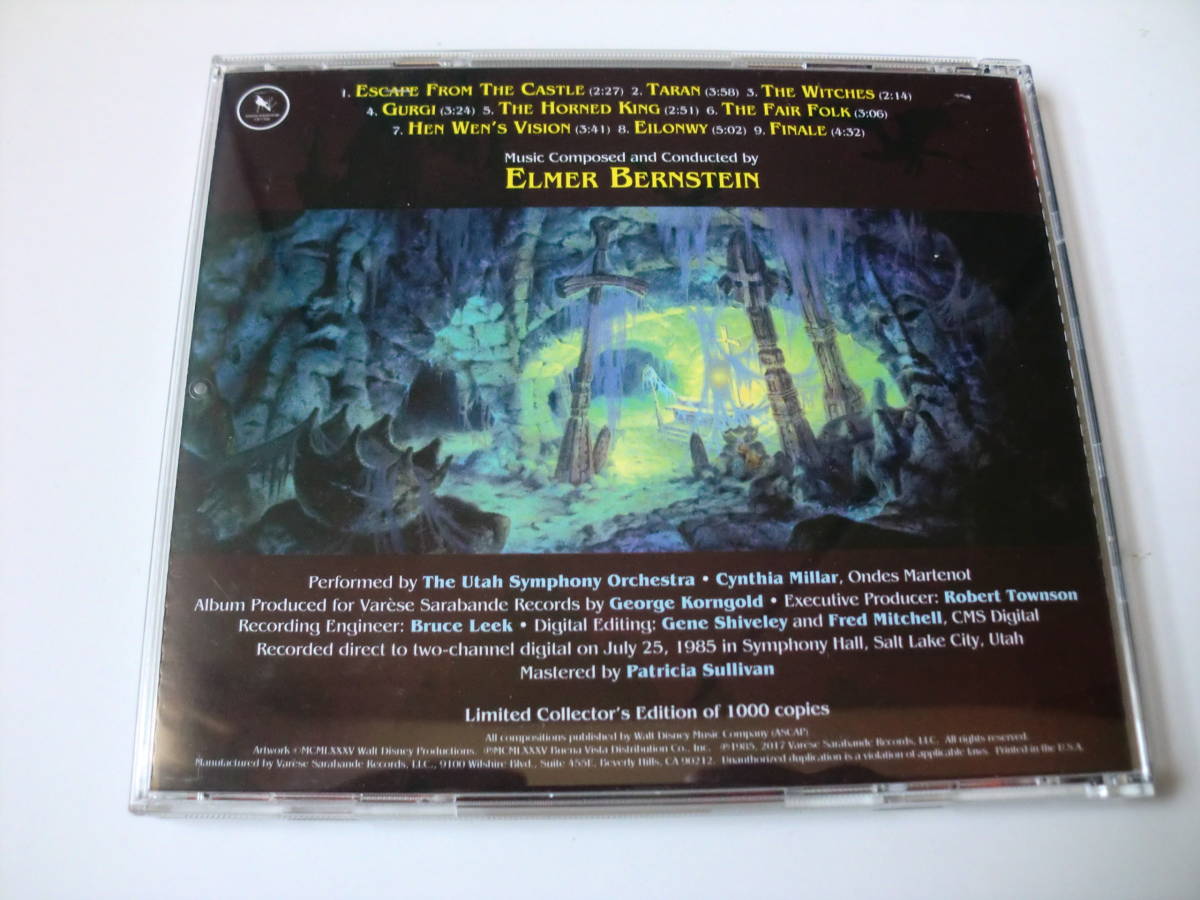 エルマー・バーンスタイン「コルドロン　THE BLACK CAULDRON」OST 　９曲　１０００枚限定　VARESE SARABANDE 輸入盤_画像2