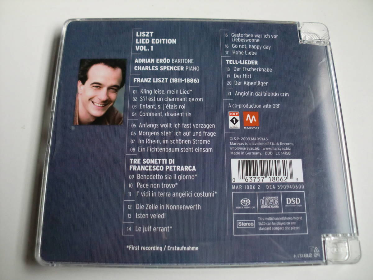 SACD「リスト:歌曲全集 第1集」　アドリアン・エレード（バリトン）　チャールズ・スペンサー（ピアノ）　21曲　輸入盤_画像2