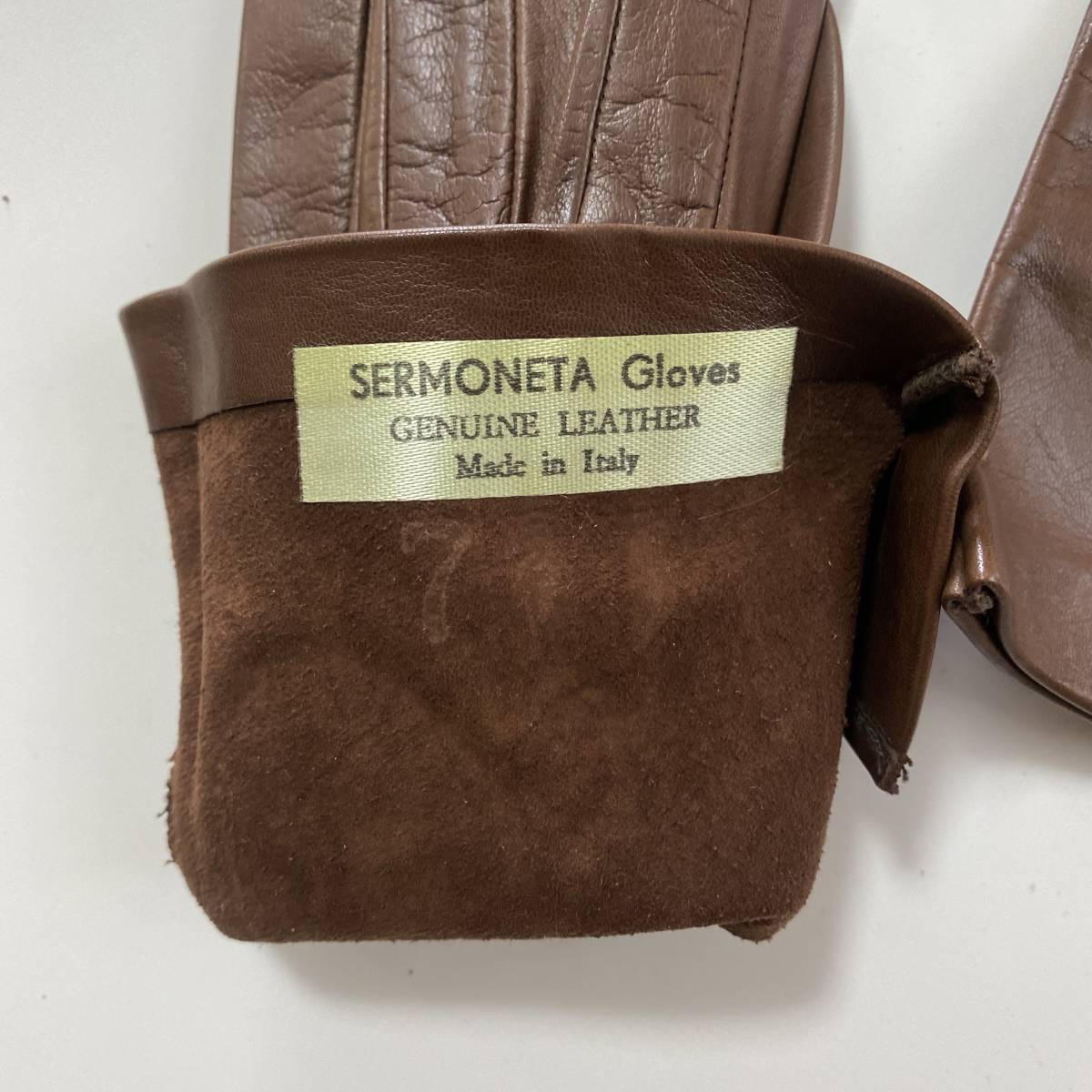 【未使用】イタリア　セルモネータ　レディース　レザーグローブ　ブラウン　革手袋　裏地無し　サイズ7 Sermoneta Gloves_画像7
