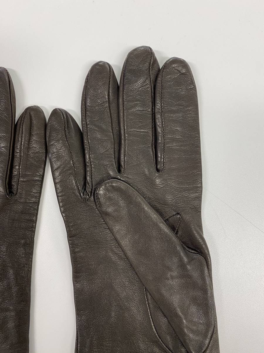 [ beautiful goods ] Coach COACH lady's leather long glove brown group leather gloves silk lining size 7gya The - design 