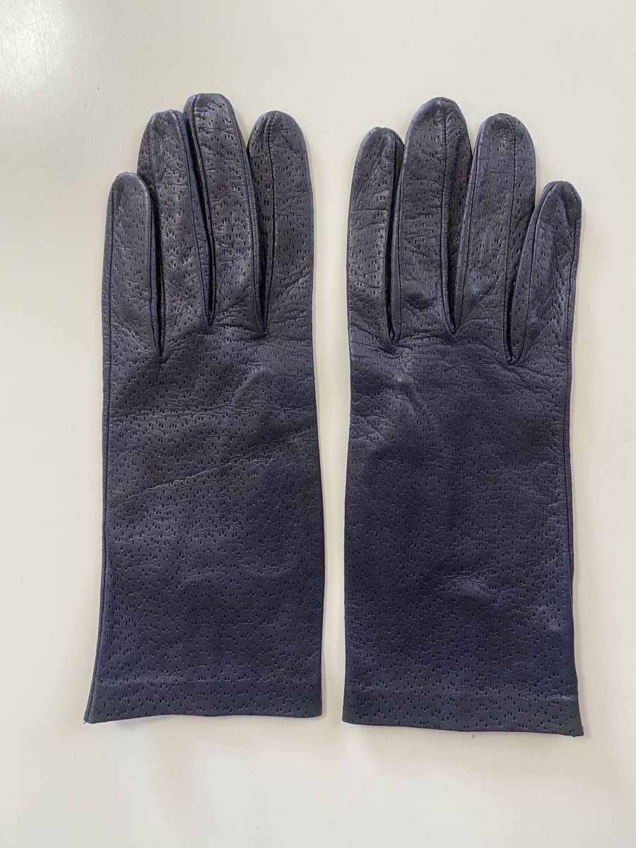 [ beautiful goods ] Italy Sergio *tikoli lady's leather glove navy leather gloves lining less Sergio Di Cori