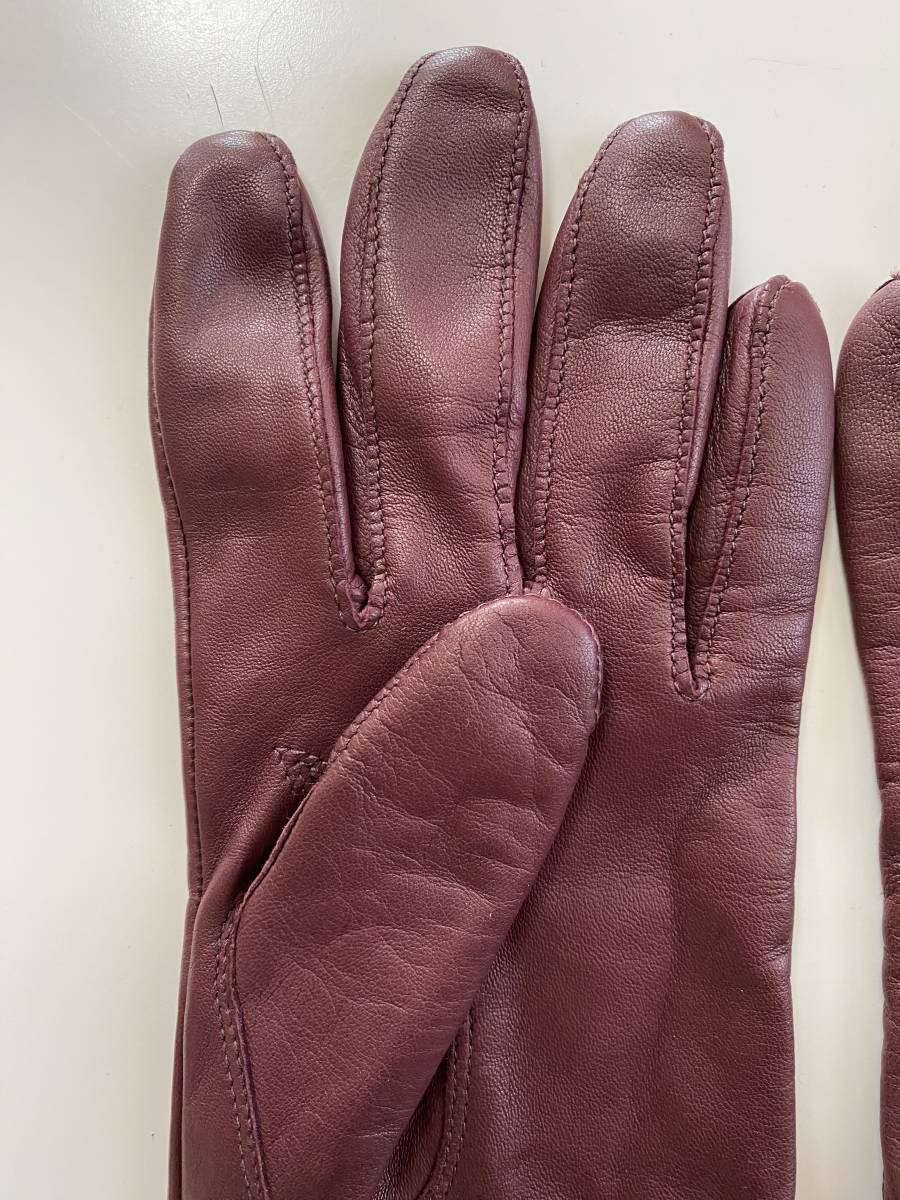 [ beautiful goods ] Gerard dareruGERARD DAREL lady's leather long glove leather gloves bordeaux series size 7 silk lining 