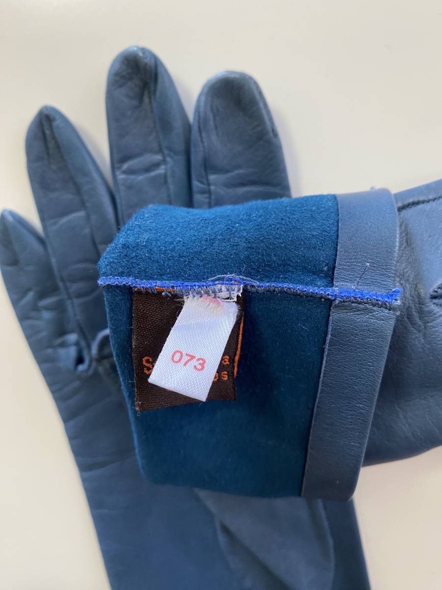 [ beautiful goods ] Italy made CERUMO ne-ta lady's size leather glove blue group leather gloves lining less SERMONETA GLOVES