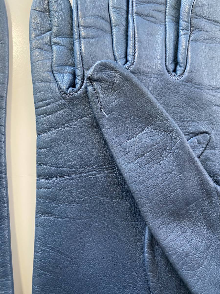 [ beautiful goods ] Italy made CERUMO ne-ta lady's size leather glove blue group leather gloves lining less SERMONETA GLOVES