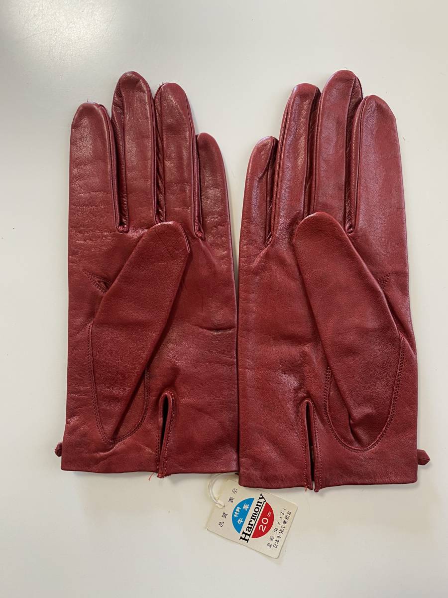 [ unused tag attaching ] made in Japan lady's leather glow bread leather gloves size 20 centimeter lining less 