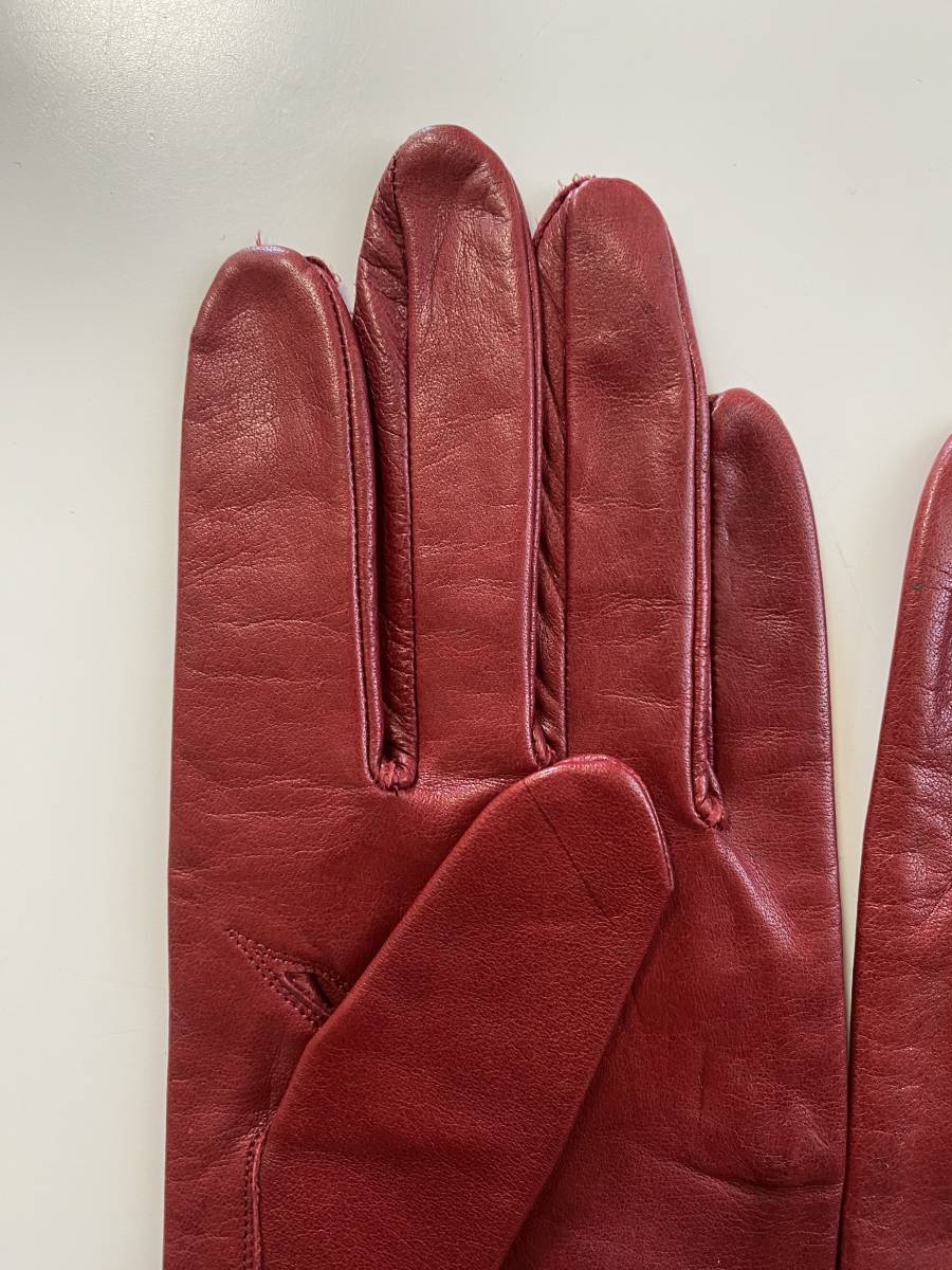 [ unused tag attaching ] made in Japan lady's leather glow bread leather gloves size 20 centimeter lining less 