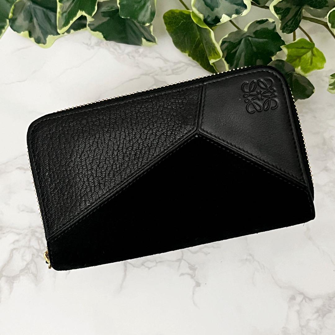 ロエベ パズル コンパクト ジップウォレット 財布 廃盤モデル 黒 カーフ