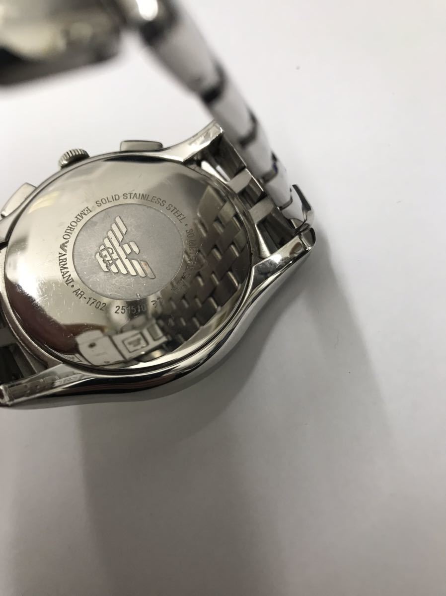 EMPORIO ARMANI AR-1702 腕時計 クロノグラフ　クォーツ　動作未確認　付属品完備_画像5