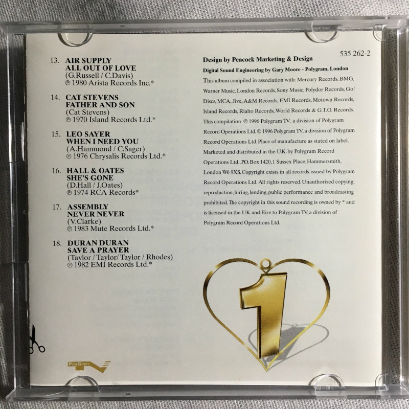 V.A.「THE No.1 LOVE ALBUM」＊1980年代から1990年代の永遠に愛されるLove Songsの全37曲のオムニバスCD　＊2枚組　＊収録曲は写真参照_画像5