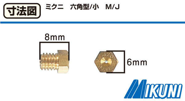 キタコ KITACO メインジェット M/J （ミクニ六角型/小） #110 1個入り 450-3051100_画像2