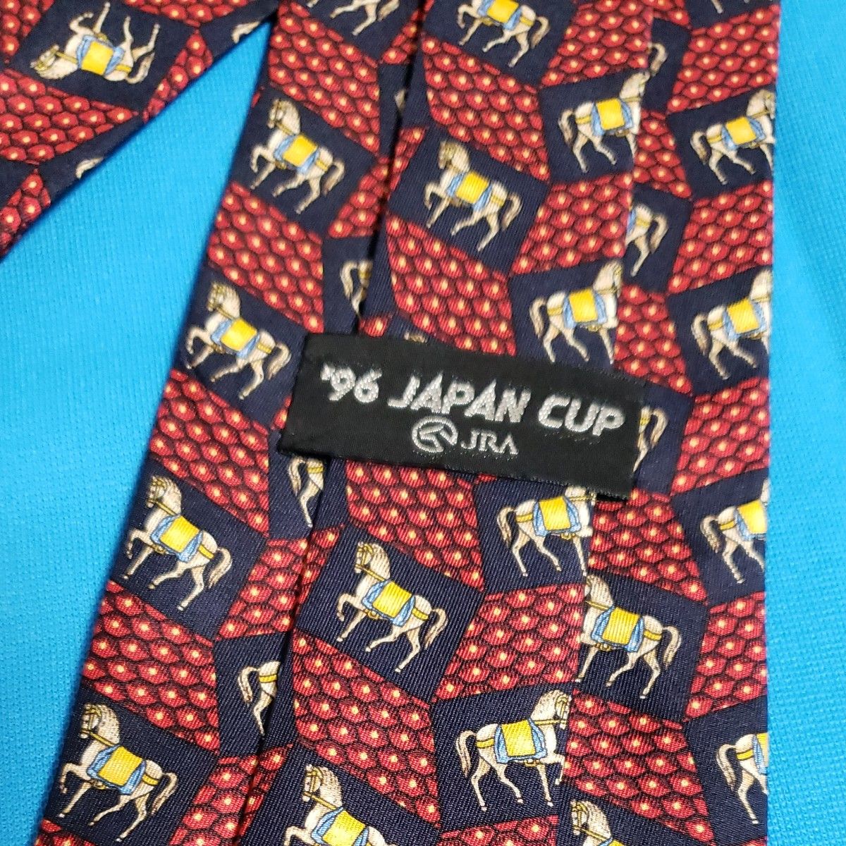 JRA ネクタイ 絹 シルク 馬柄 ホース JAPAN CUP 96 柄物 ネイビー レッド イタリア生地 ジャパンカップ 日本製